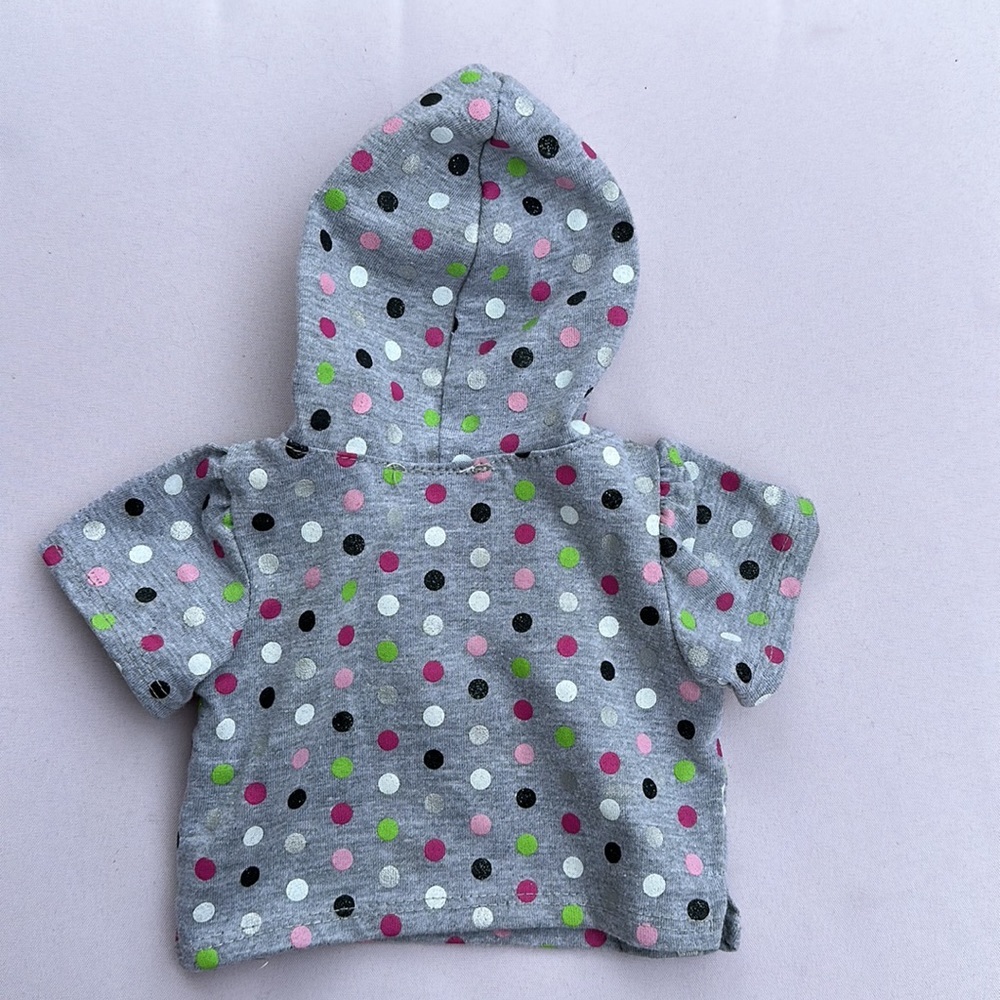 Build-a-Bear 3 piece outfit polka dot hoodie, layered black skirt, shorts 2011 - Picture 5 of 12